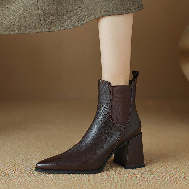 2024秋冬季新款法式尖头羊皮粗跟小短靴时尚质感靴子高跟切尔西靴,户外/登山/野营/旅行用品,登山鞋/徒步鞋,淘宝优惠券,粉丝福利购,淘宝优惠卷