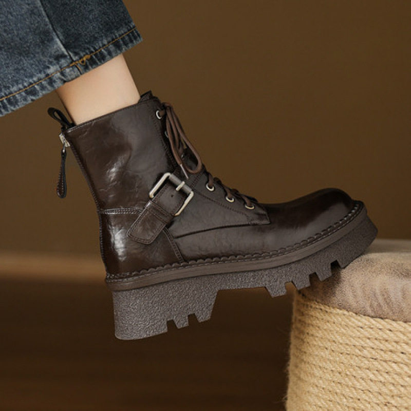 真皮短靴女秋单靴5.5cm高跟鞋小个子厚底骑士靴英伦风增高马丁靴,户外/登山/野营/旅行用品,登山鞋/徒步鞋,淘宝优惠券,粉丝福利购,淘宝优惠卷