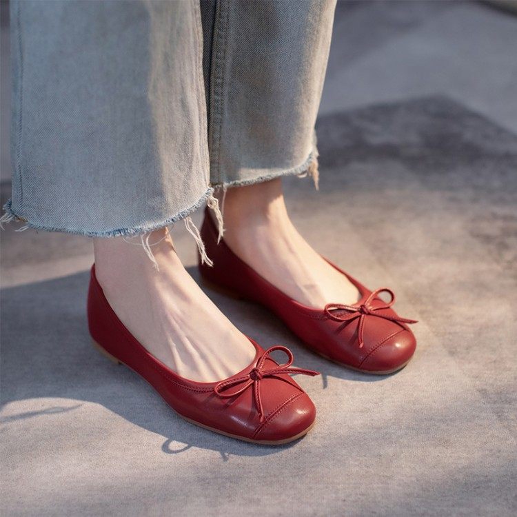 里外全皮柔软羊皮平底鞋春秋款浅口单鞋女蝴蝶结耙耙鞋,户外/登山/野营/旅行用品,登山鞋/徒步鞋,淘宝优惠券,粉丝福利购,淘宝优惠卷