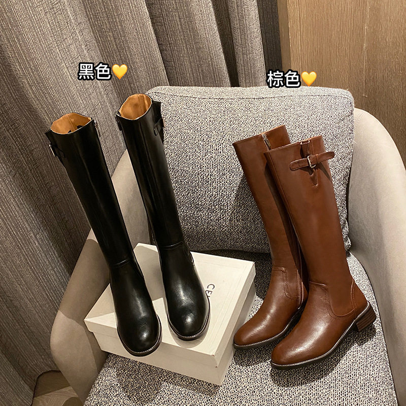 大码女靴子41一43真皮平底高筒靴大筒围女靴胖mm粗腿长筒靴大腿围