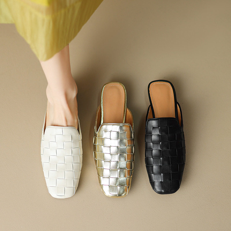 Kmeizu敲飒软底~编织拖鞋女夏外穿洋气平底鞋半拖真皮穆勒鞋凉拖,户外/登山/野营/旅行用品,登山鞋/徒步鞋,淘宝优惠券,粉丝福利购,淘宝优惠卷