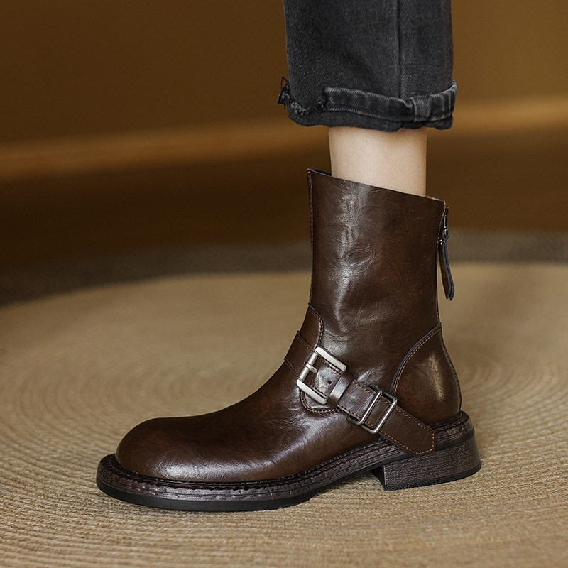 2024秋冬新款低跟皮带扣马丁靴女英伦风平底短筒西部骑士靴美拉德,户外/登山/野营/旅行用品,登山鞋/徒步鞋,淘宝优惠券,粉丝福利购,淘宝优惠卷