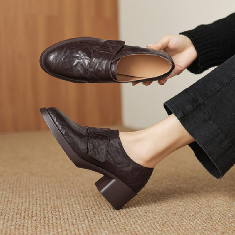 女士魔术贴百搭款时尚2025年秋冬圆头粗跟中跟小皮鞋舒适深口单鞋,户外/登山/野营/旅行用品,登山鞋/徒步鞋,淘宝优惠券,粉丝福利购,淘宝优惠卷