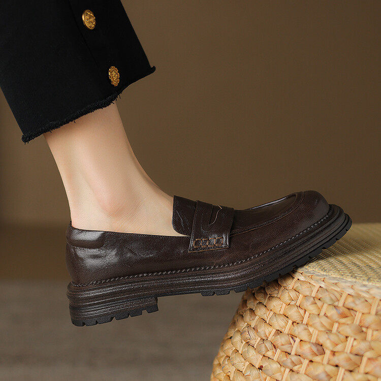 秀气了！新款真皮单鞋女厚底小皮鞋英伦风一脚蹬乐福鞋羊皮女鞋子,户外/登山/野营/旅行用品,登山鞋/徒步鞋,淘宝优惠券,粉丝福利购,淘宝优惠卷