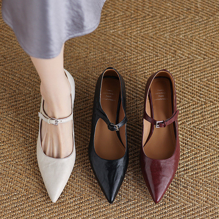 法式羊皮尖头浅口细跟通勤女单鞋2025秋季新一字扣带中跟玛丽珍鞋,户外/登山/野营/旅行用品,登山鞋/徒步鞋,淘宝优惠券,粉丝福利购,淘宝优惠卷