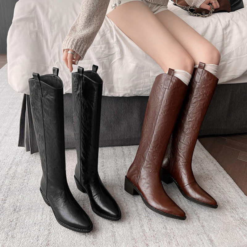 2025秋冬复古潮流尖头粗跟不过膝长筒靴骑士靴女款西部牛仔长靴潮,户外/登山/野营/旅行用品,登山鞋/徒步鞋,淘宝优惠券,粉丝福利购,淘宝优惠卷