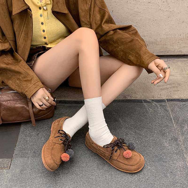 时尚复古圆头勃肯鞋女新款小众设计休闲鞋百搭通勤单鞋软底乐福鞋