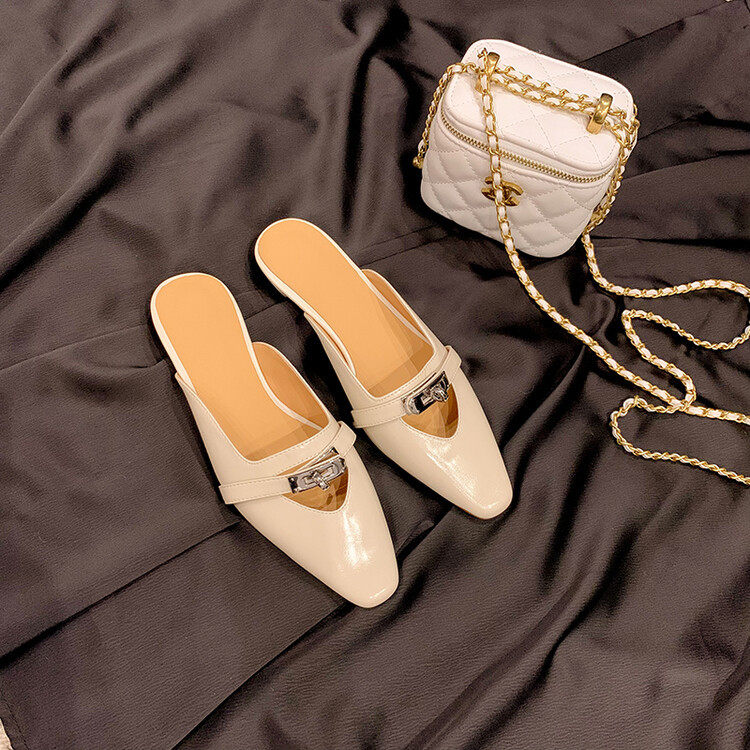 好穿法式仙女气质镂空牛漆皮包头金属锁扣外穿方头低跟凉拖鞋平底,户外/登山/野营/旅行用品,登山鞋/徒步鞋,淘宝优惠券,粉丝福利购,淘宝优惠卷