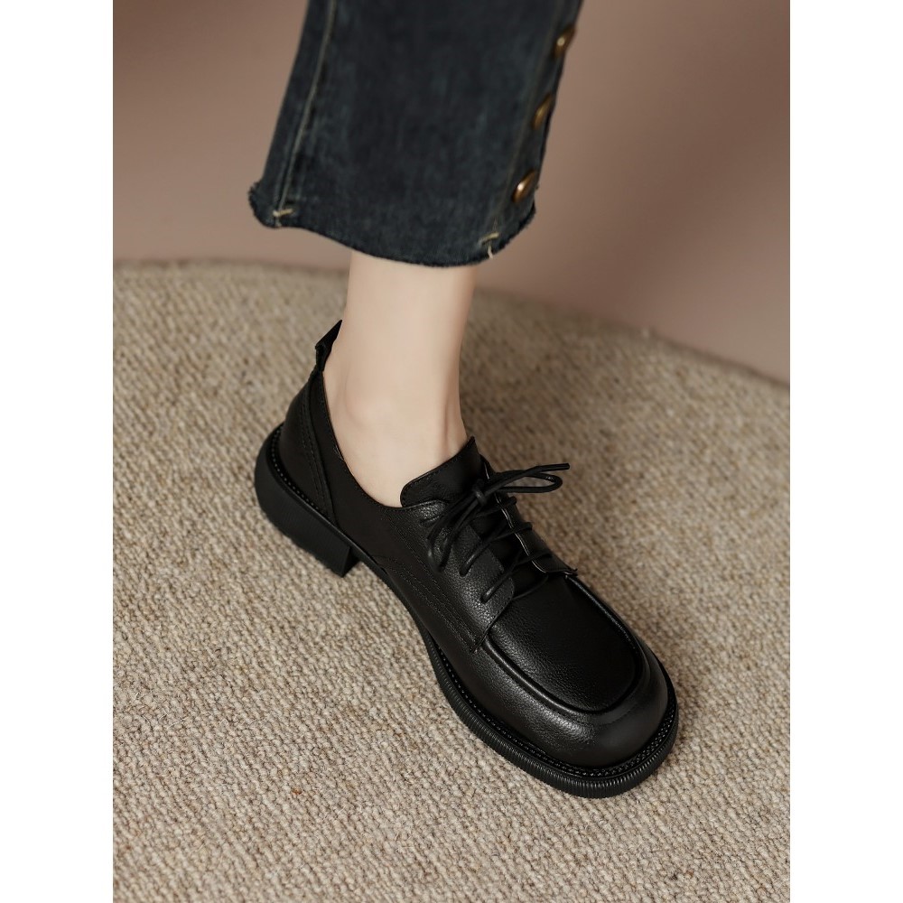 2025新款英伦风平底系带小皮鞋韩