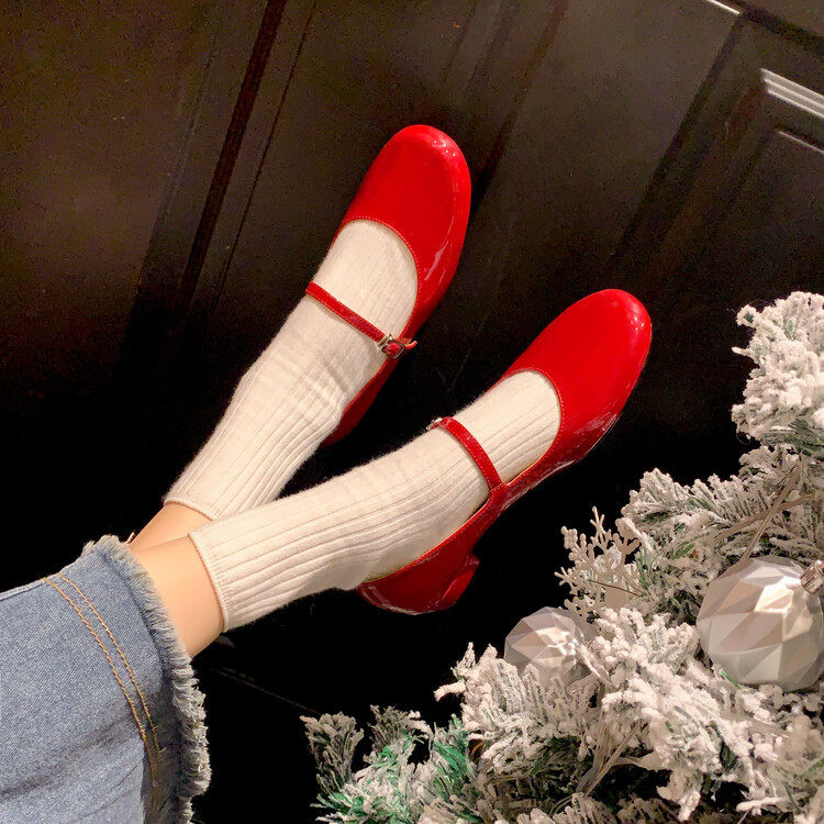 法式少女！粗跟玛丽珍女鞋2023年春新款法式一字搭扣 单鞋,户外/登山/野营/旅行用品,登山鞋/徒步鞋,淘宝优惠券,粉丝福利购,淘宝优惠卷