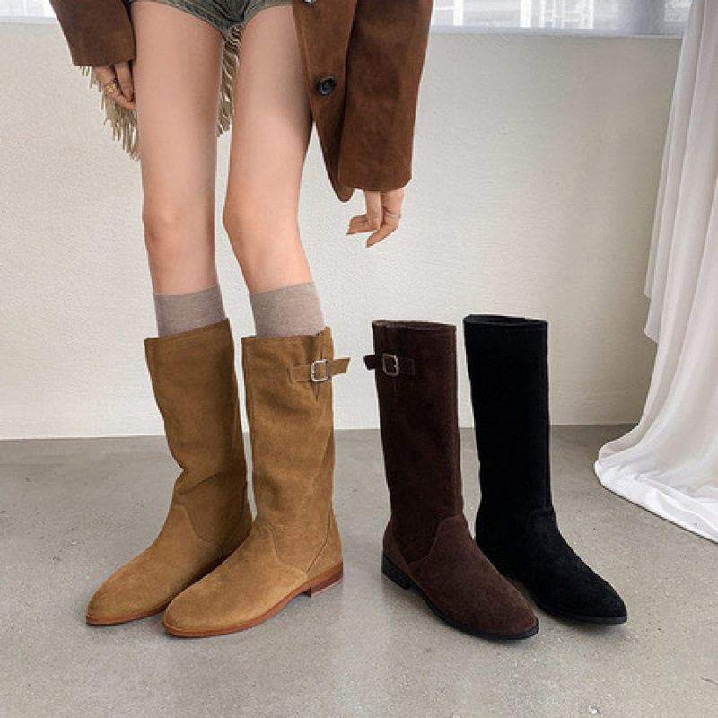 秋冬新款圆头平底长靴女堆堆靴真皮简约高筒西部牛仔靴显瘦骑士靴,户外/登山/野营/旅行用品,登山鞋/徒步鞋,淘宝优惠券,粉丝福利购,淘宝优惠卷