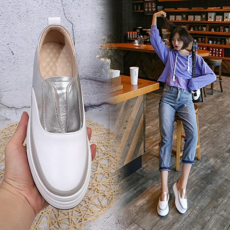 2020年春秋季新款厚底松糕鞋牛皮圆头平底乐福鞋休闲单鞋深口,户外/登山/野营/旅行用品,登山鞋/徒步鞋,淘宝优惠券,粉丝福利购,淘宝优惠卷