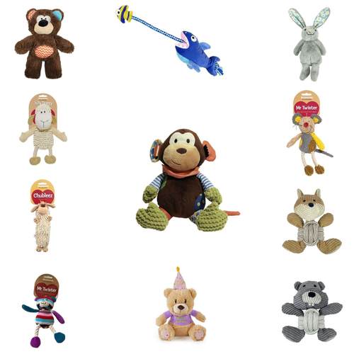 促Rosewood 宠物毛绒玩具乐事为狗玩具绳索布偶生日熊