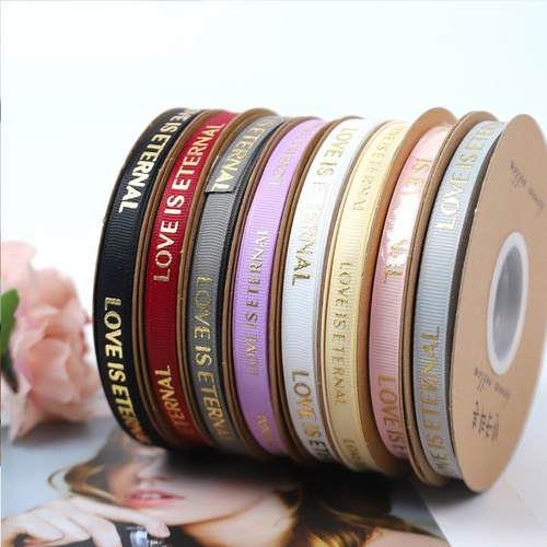 韩式烫金罗纹英文缎带丝带礼物蛋糕装饰绳花束绸带织带蝴蝶结绑带