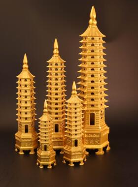 纯黄铜文昌塔摆件九层十三层宝塔办公室书房书桌装饰工艺品摆件