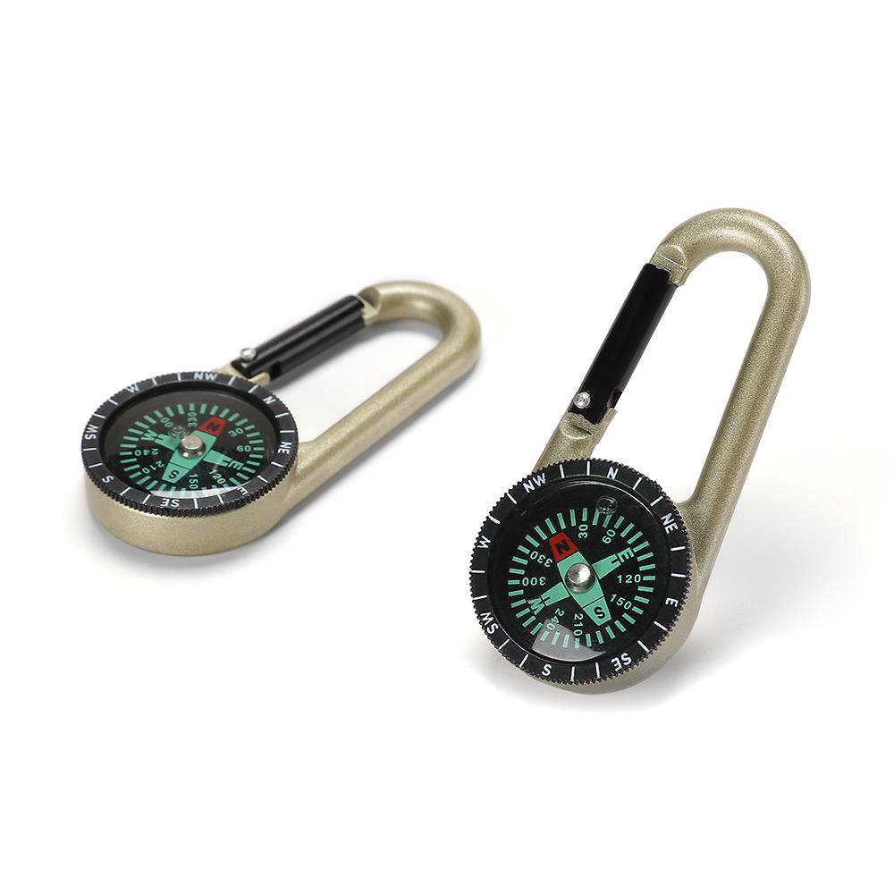 户外战术求生装备多功能指南针指北针合金登山扣钥匙扣罗盘快挂