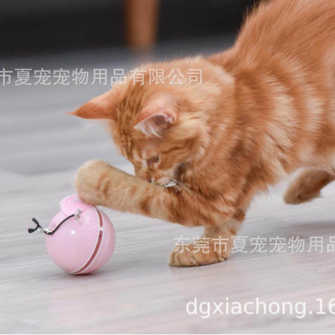 猫咪玩具LED发光羽毛电动逗猫球USB充电智能木天蓼互动宠物玩具