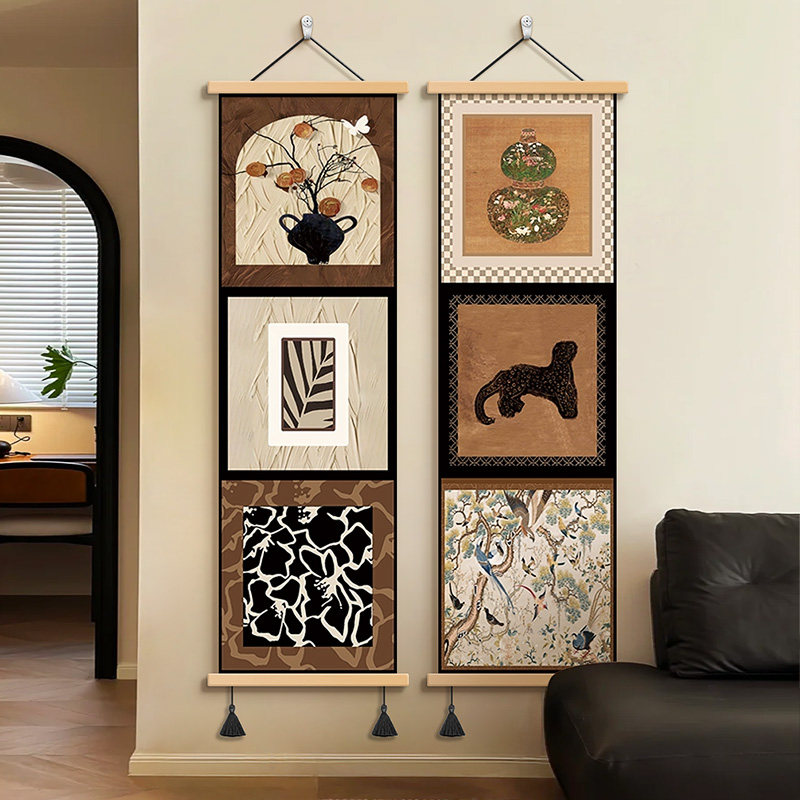 法式中古艺术玄关装饰画2026新款创意餐厅背景墙壁画客厅卷轴挂画,家居饰品,现代装饰画,淘宝优惠券,粉丝福利购,淘宝优惠卷