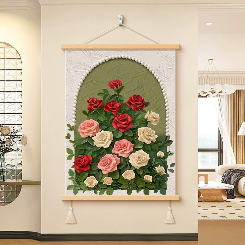 中古风客厅装饰画法式复古壁画珍珠玫瑰小众奶油风沙发背景墙挂画,家居饰品,现代装饰画,淘宝优惠券,粉丝福利购,淘宝优惠卷