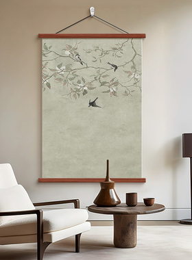 宋代美学花鸟图高档油画复古书房卧室壁画新中式客厅玄关装饰挂画