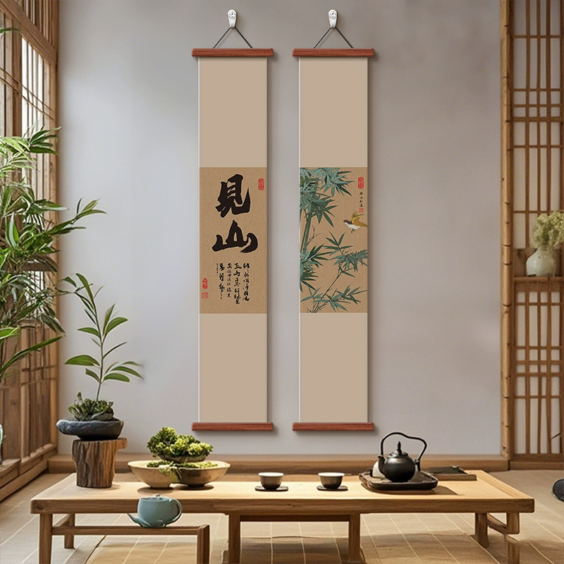 新中式见山玄关装饰画