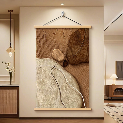 中古风石来运转玄关挂画