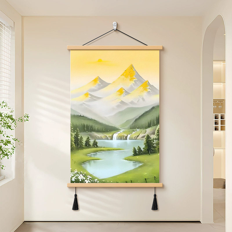 日照金山客厅沙发背景墙装饰画入户玄关山水风景油画挂画卧室壁画,家居饰品,现代装饰画,淘宝优惠券,粉丝福利购,淘宝优惠卷