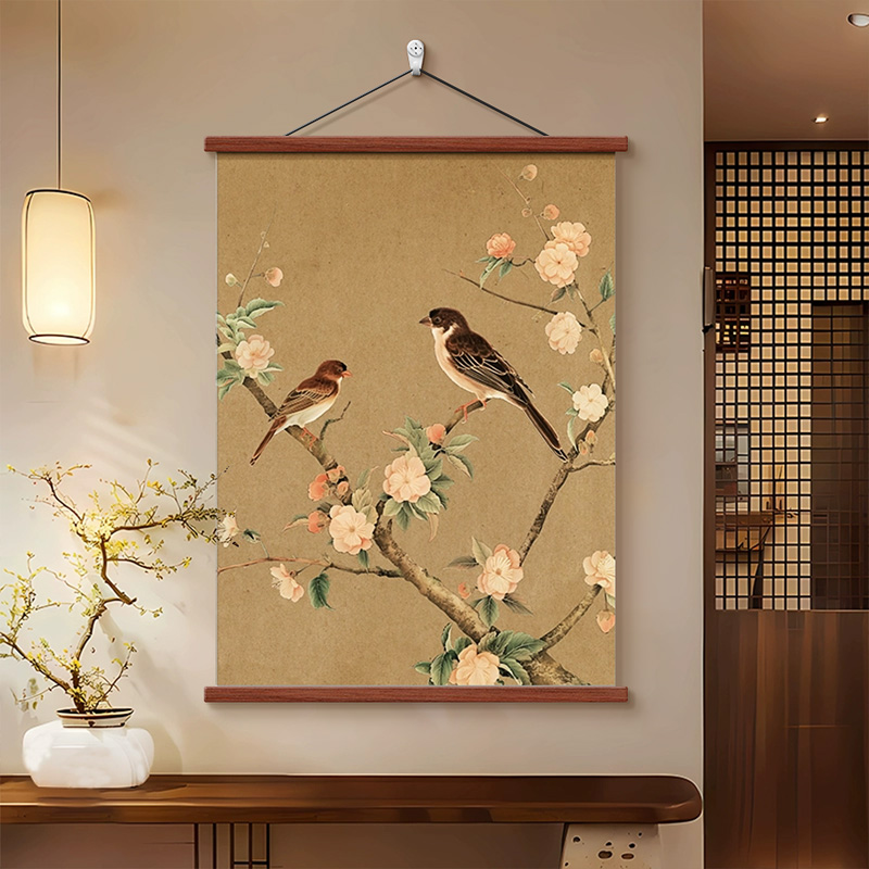 宋代美学书房壁画新中式卧室挂画客厅沙发背景墙装饰画茶室花鸟画