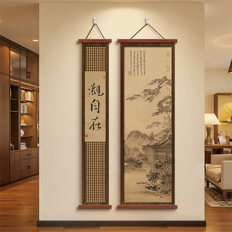 新中式走廊山水画两联挂画