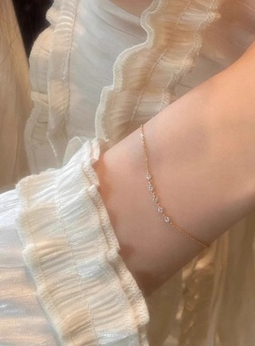 法式慵懒感in风细款排钻手链女法式轻奢高级感通勤锁骨链手饰