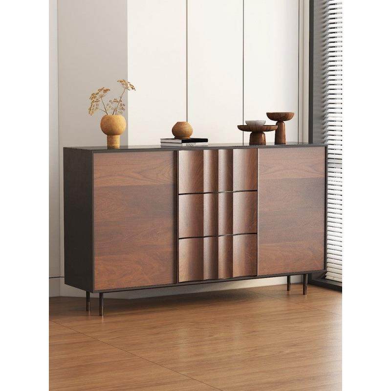 美式胡桃木色创意餐边柜实木储物柜酒水柜意式客厅装饰柜斗柜