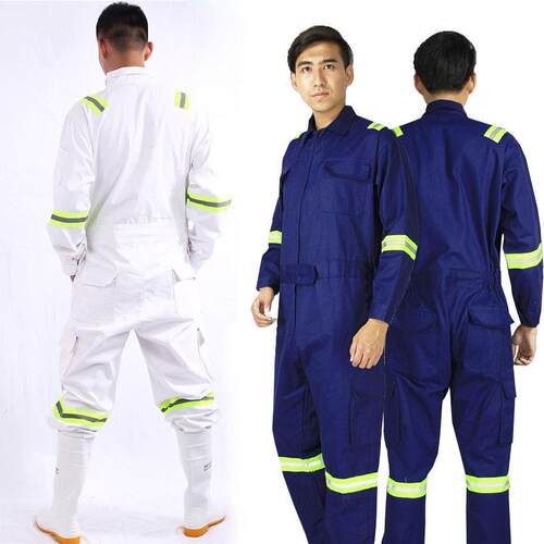 跨境全棉船厂防静电连体服工作服耐磨防护劳保工装汽修煤矿工