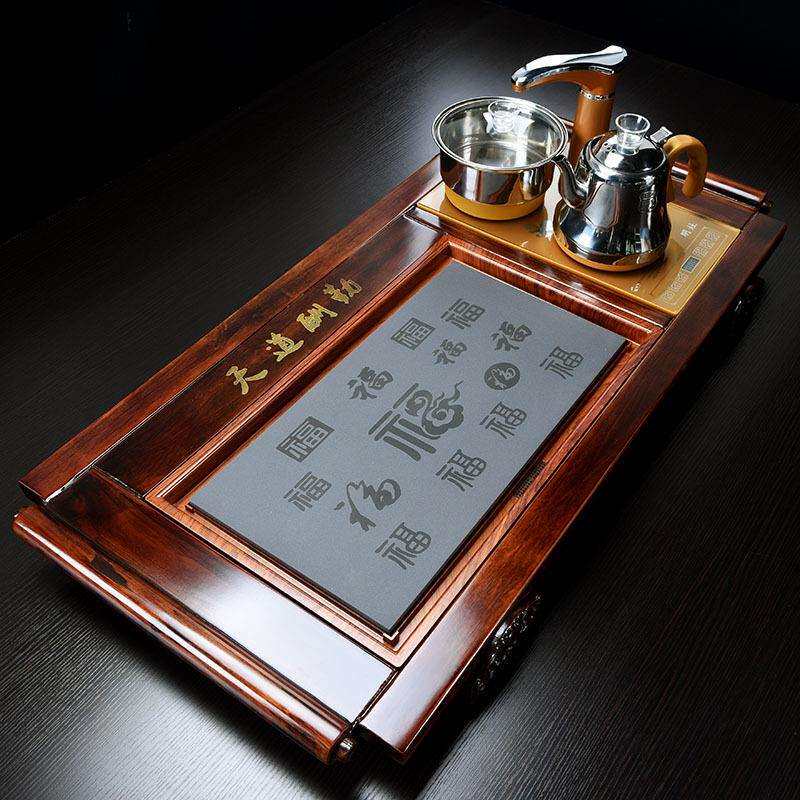 全自动实木茶盘茶海四合一喝茶台茶道茶具套装家用整套简约电热炉