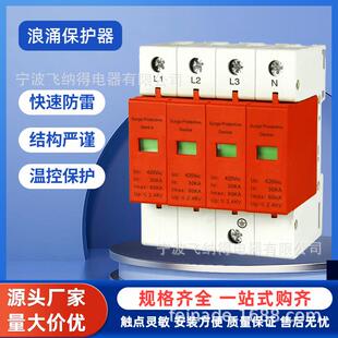 飞纳得LS4-100KA/385V浪涌防雷保护器家用2P4P避雷器电涌保护器