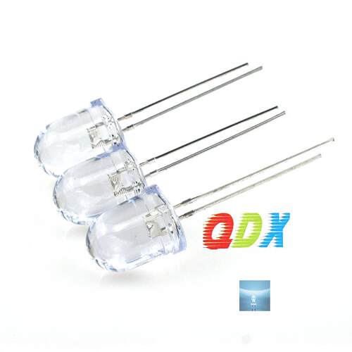 F10/10mm灯珠透明白发白 白灯白光长脚LED直插发光二极管灯泡