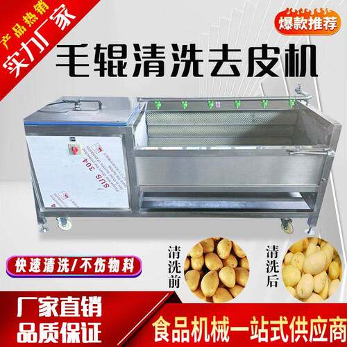 大型毛辊清洗机手剥笋春笋鲜毛笋洗姜机毛刷清洗机