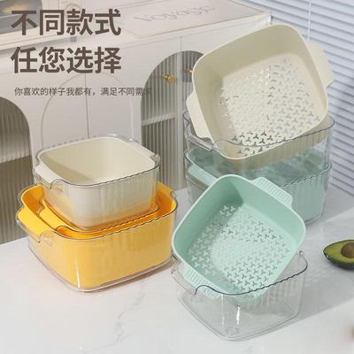洗菜盆家用厨房大号加厚沥水篮双层塑料洗菜篮子壁挂式特大号专用