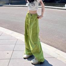 绿色穿搭工装裤女夏新款运动冲锋多巴胺爵士舞套装酷飒风裤子