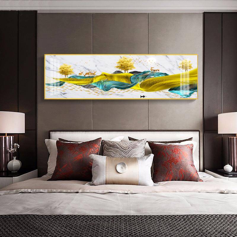 正版晶瓷画立体镶钻烤瓷晶钻铝合金框轻奢抽象床头装饰画图片