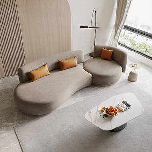 2021布艺沙发小户型简约现代客厅网红轻奢设计师款 弧形沙发