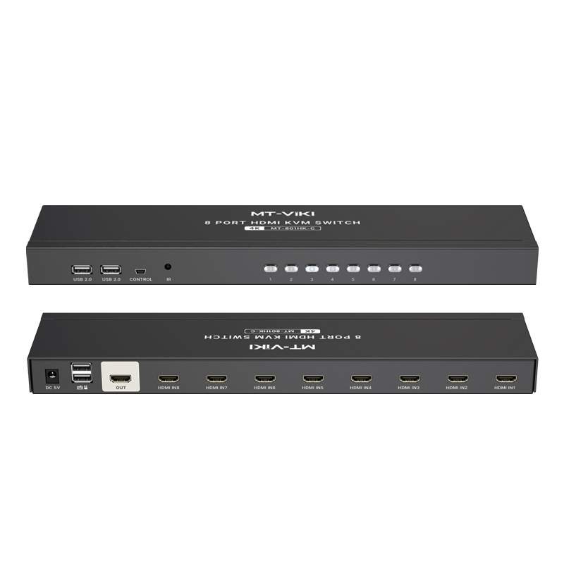 迈拓维矩8口HDMI KVM切换器高清USB键鼠显示共享遥控MT-801HK-C