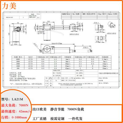 12V20米每秒350mm200NIP54150重症病房I毫CU电0病床电推动杆