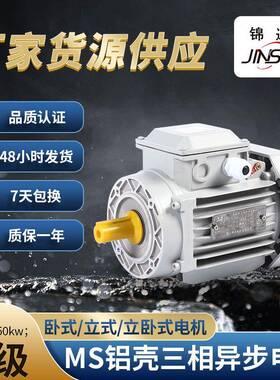 8极MS三相异步铝壳电动机0.18w-7.5千瓦机械设备用电机380V马达