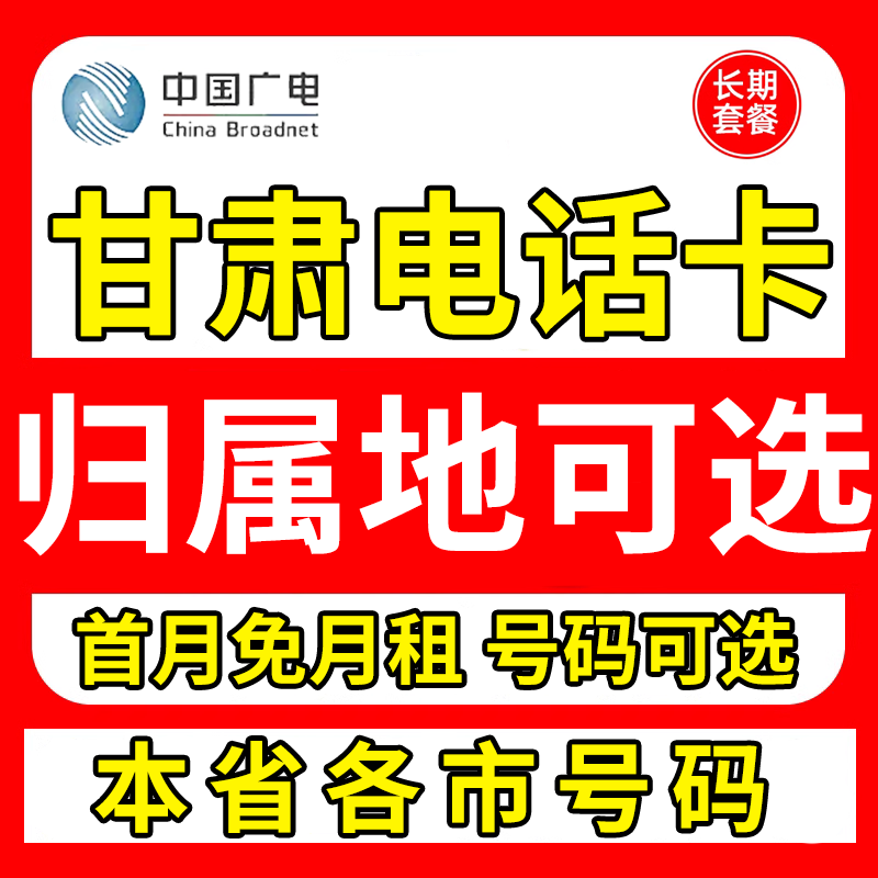 甘肃兰州金昌天水平凉庆阳陇南中国广电卡上网卡手机卡电话流量卡