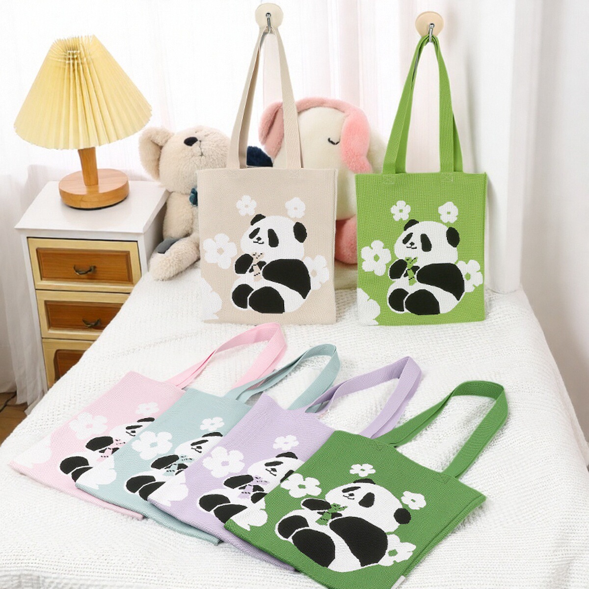 熊猫百搭通勤大容量学生装书袋包