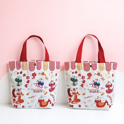 卡通帆布袋可爱伴手礼回礼袋宝宝满月水桶包礼品袋手提小包收纳包