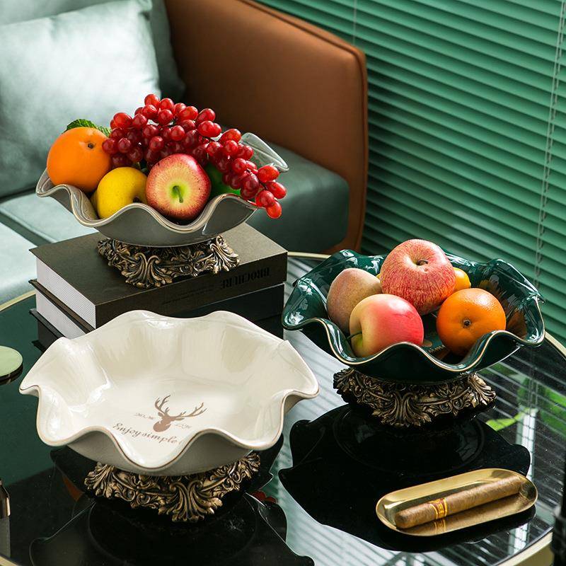北欧风现代个性创意陶瓷果盘客厅茶几家用轻奢复古装饰水果盘摆件