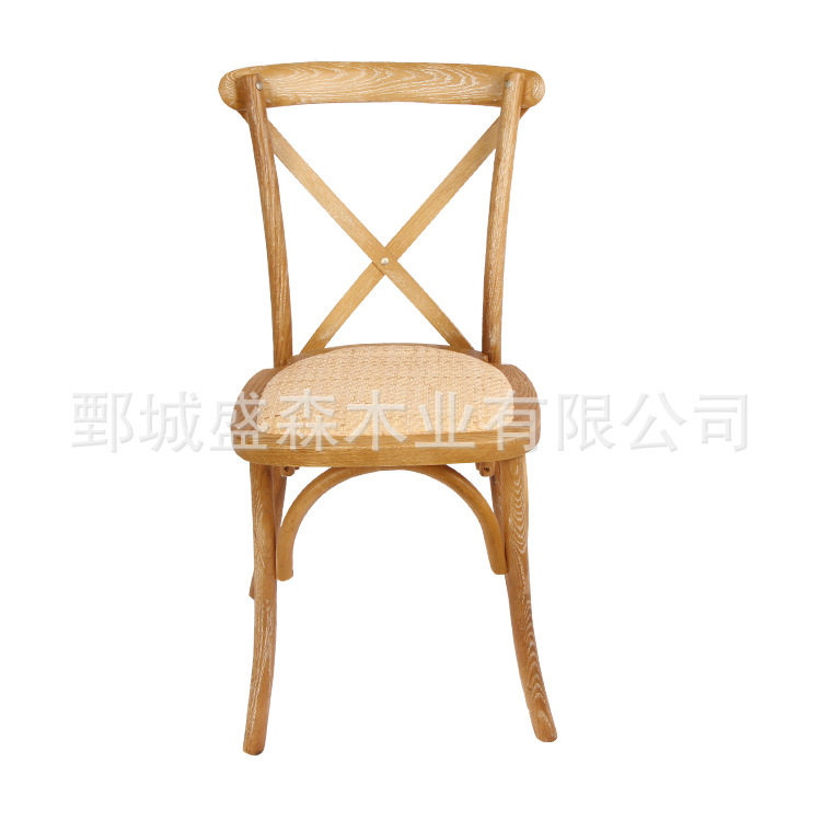 实木餐椅家具美式乡村背叉椅复古餐厅靠背椅实木简约交叉椅子