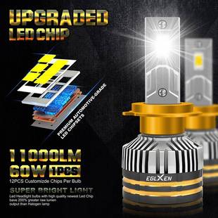 汽车led大灯远近光60W大功率H1H3H7H11雾灯灯泡前照灯