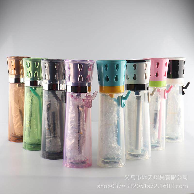 零售便携车载抗热带挂钩可手持带LED灯塑料水烟壶套装热卖